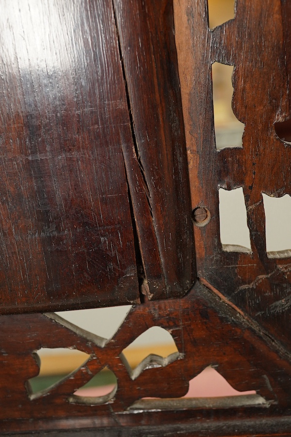 A Chinese enamelled porcelain and hongmu framed table screen, Republic period